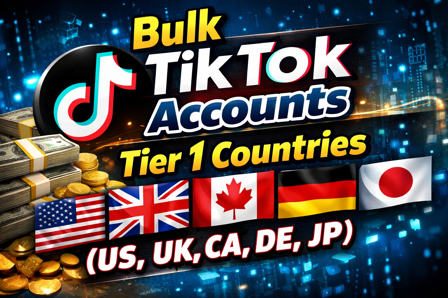 Bulk TikTok Accounts for Ads, Affiliate & Dropshipping – Warmed 30+ Days – Tier 1 Countries (US, UK, CA, DE, JP) – Packages from 50+